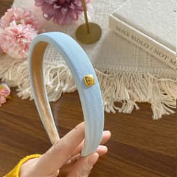 Spring New Sponge Headband for Women Elegant Gold Label Blue Wide Brimmed Hair Band Fashion Girl Face Wash Hair Hoop