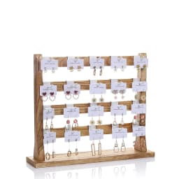 Charcoal Fired Solid Wood Hook Earring Holder Storage Earring Cardboard Jewelry Holder 4/5/6Layers Capacity Earring Holder