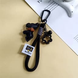 1PC Dachshund Keychain Bag Charm Mini Star PU Leather Creative Gift for Women Purse Car Hanging Chatm Accessories
