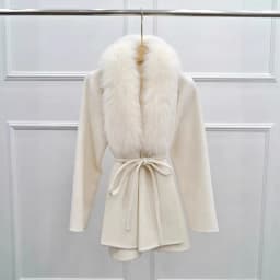 High End Winter Woman Wool Coats Double Face Cashmere Coat with Real Fur Collar And Belt Luxury Ladies Jacket Warm Clothing Fall