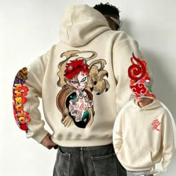 Naruto Gaara 2026 Spring and Autumn New Cartoon Anime Harajuku Y2K Street Fashion Couple Hooded Sweatshirt