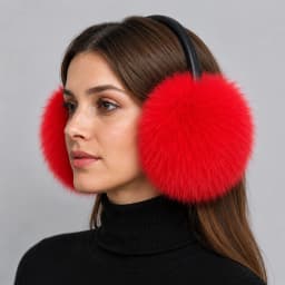 2027 New Winter Natural Real Fox Fur Earmuffs Plush Warm Decorate Women Cute Solid Ear Warmer Headphones Neck Warm Bib Scarf