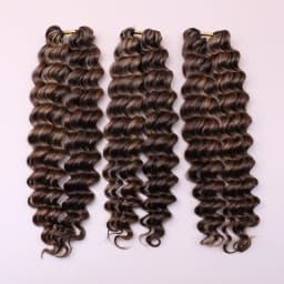 4 27 Highlight Deep Wave Feather Crochet 100% Human Hair Pre Looped Invisible Miracle Knots Hair Feathered Crochet Human Hair Boho Braids Deep Curly Vietnamese Highlights Colored Bundles Remy Human Hair Weave Bundles