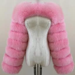 BEIZIRU Women's Real Fur Coat Silver Fox Red Fox Two Sleeve 60CM Length Naked Fashion