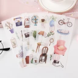 6 sheets/pack Cute Stickers Flower Cat Butterfly Washi Paper Stickers Pack Scrapbooking Supplies Japanese Kawaii Stationery