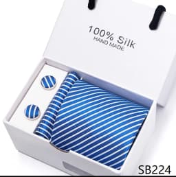 Classic Style 65 Colors Sales Silk Tie Handkerchief Cufflink Set Men Necktie Box Solid Color Sky Blue Fit Wedding Office Cravat