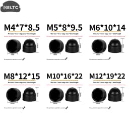 10Pcs/PACK Black M4 M5 M6 M8 M10 M12 Bolt Nut Dome Protection Caps Covers Exposed Hexagon Plastic Screw Protection Covers