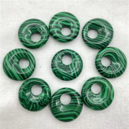 18mm Natural Gem Stone Quartz Crystal Amethyst Donut Charm Beads Pendant For Diy Jewelry Making Necklace Accessories 10pcs
