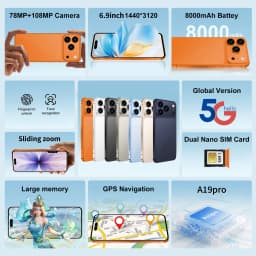 New i17 Pro Max smartphone, Android  15system,  camera button with side fingerprint unlock. Supports dual SIM, WiFi, GPS & Googl