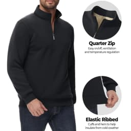 Men's Quarter Zip Pullover Premium Sherpa Lined Long Sleeve Shirts for Men Half Zip Sweatshirts Winter Warm Coats Outerwear