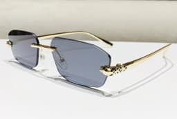 Classic Frameless Small Frame Fashion Sunglasses Metal Polygonal Cheetah Sunglasses High-End Luxury Retro Sunglasses Women UV400