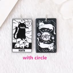 8Pcs 39*23 MM Black White Cat Tarot Card Charms Creative Acrylic Sun Moon And Lovers Jewelry For Earring Necklace Diy