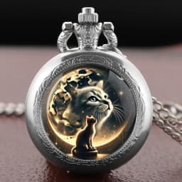 New Cute Cat Quartz Pocket Watch Chain Arabic Vintage Accessory Girls Necklace Pendant Clock Boys Watch Gift Relojes De Bolsillo