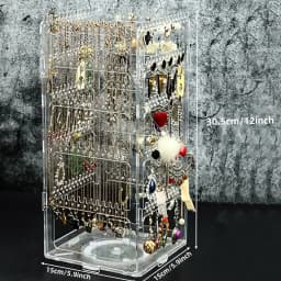 Rotating Jewelry Display Stand Earclip Earnail Earring Storage Stand Portable Earaccessory Storage Box Hanging Necklace Stand