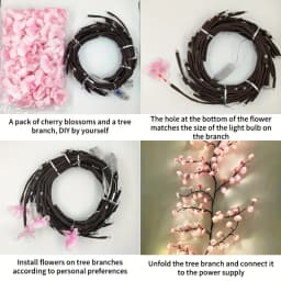1.8M Cherry LED Tree Branch Light for Wall Cherry Blossom Willow Vine Twig Decor Garland USB 96 LED Light Christmas Decoration