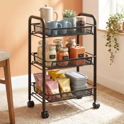 3/4/5Tier Mesh Wire Rolling Cart, Kitchen Storage Organizer Utility Cart Full Metal Basket Storage Art Trolley Carts With Wheels