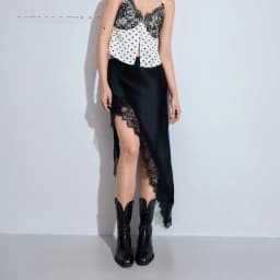 High Waist Asymmetric Splice Black Split Half Skirt Elegant Chiffon Pure Color Long Dress for Women Autumn 2025 New Style