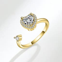 SMJEL Flower Shiny Rhinestone Rotatable Fidget Spinner Ring for Women Anti Anxiety Butterfly Animal Design Anti Stress Accessory
