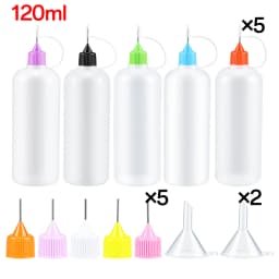 5pcs 10ml-120ml Precision Tip Applicator Bottles NeedleTip Squeeze Glue Bottles with 2 Mini Funnels for DIY Paint Paper Quilling