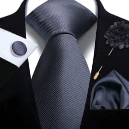 Men's Solid Necktie Cufflinks Pocket Square Lapel Pin Flower Brooch Elegant Man Wedding Shirt Accessory Set Suit Groomsmen Gifts