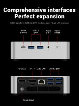 Firebat Mini Pc F1 P Amd Ryzen 7 H 255 Lpddr5 16Gb 512Gb Ssd Windows 11 Pro Desktop Mini Computer USB 4.0 Wi-Fi 6 Bt 5.2