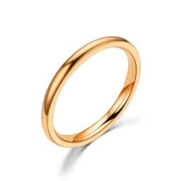 2MM Thin Rose Gold Anti-Allergy Smooth Simple Stainless Steel Wedding Rings for Women Charm Jewelry Valentine's Day Present