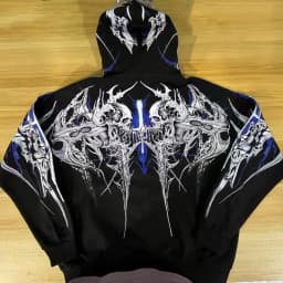 Breathedivinity Fitness Loose Printed Circle Pattern Full-Closure Zippered Hooded Sweatshirt