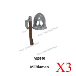 Medieval Military Castle Black Hawk Knight Building Blocks Gothic Cavalry Armor Shield Axe Soldier Figure Accessories Bricks Toy
