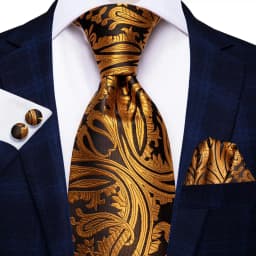 Hi-Tie Designer Orange Paisley Wedding Tie For Men Handky Cufflink Gift Mens Necktie Fashion Business Party Dropshiping