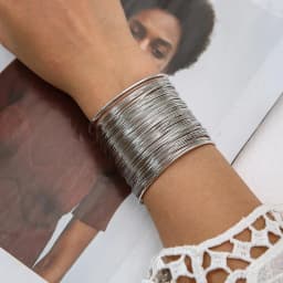 Vintage Punk Layered Wide Wire Cuff Bangle Bracelets for Women Exaggerated Gold Silver Color Metal Bangle Female Trendy Jewelry