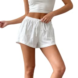 Xingqing y2k Mini Shorts Women Summer Clothes Solid Color/Striped Print Drawstring Elastic Waist Shorts Hot Pants Streetwear