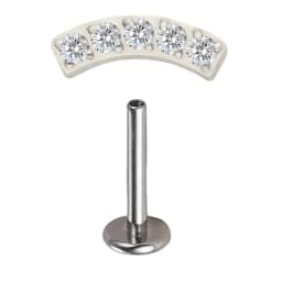 G23 Titanium Ear PIERC Curved Bar Earrings 5 CZ Paved Top Cartilage Threaded Labret Stud Tragus Lip Ring Body Piercing Jewelry