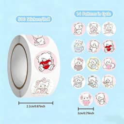 488 Pcs Cute Cartoon Cat Stickers Roll High Appearance Level Decals for Scrapbook Journal Envelope Sealing Reward Decor