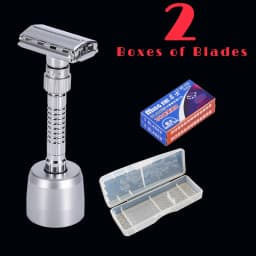 Double Edge Safety Razor Adjustable Classic Men's Shaving Mild to Aggressive Hair Removal Manual Shaver It with 5 Blades