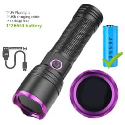 365/395nm UV Flashlight Zoom Type-C USB Rechargeable Black Light For Identification,Pet Urine Detection,Scorpion With Battery
