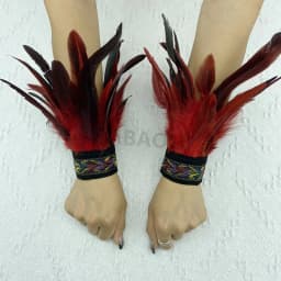 Natural Fur Wrist Cuffs Removable Wrap Bracelet Goth Clothes Sleeves Y2k Accessories Ancklets Fashion Retro Feather Gloves Cuff