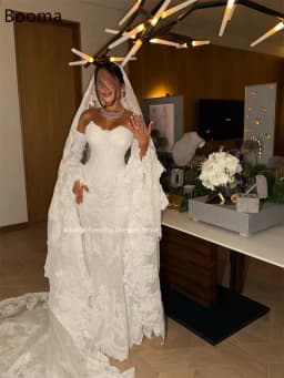 Booma Mermaid Off The Shoulder Lace Elegant Wedding Dresses Lace Appliques Brides Gown Custom Made 2025