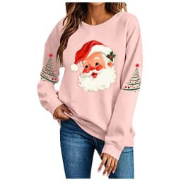 Cute Women's Christmas Santa Long Sleeve Sweatshirt Without Hat Fall Fashion