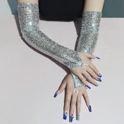 1 Pair Glitter Sequin Women Long Hook Finger Gloves Carnival Party Performance Opera Elbow-length Fingerless Sexy Mittens