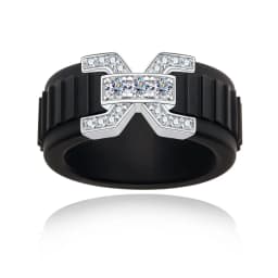 MossanRappr VVS1 Moissanite Silicone Ring 925 Sterling Silver Engagement Ring Rubber Wedding Band Jewelry Gifts for Men Women