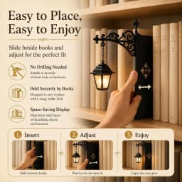 Mini Vintage Library Lantern Book Nook Light,Gothic Bookshelf Decor w/Warm Glow,Desk Accent Lamp,Reading Room Home Office,Gift