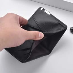 Small Slim Business-Style Wallet - Multiple Card Slots, Credit Card and Driver's License Holder, Geometric In Black Faux Leather