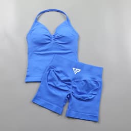 Keep That Pump 2 Piece Sets Shorts Top Women's Outfits Yoga Sets Gym Sets High Quality Seamless Lace-Up Bra Scratch Sports Sets