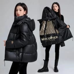 Black Short Hooded Thick Cotton Jacket For Women Winter Coat Jacket Warm Down Cotton Parkas Korean Loose Women's Parkas