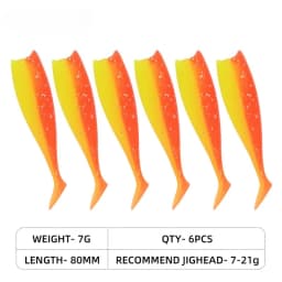 80mm 105mm Soft Fishing Lure Jighead Black Tail Minnow Artificial Silicone Bait Saltwater Sea Bass Swimbait Gear