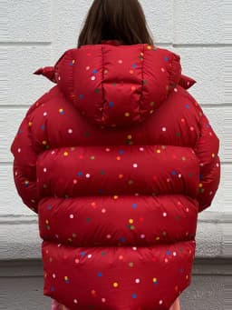 Women's Jacket Winter Oversized Coats Print Hooded Padded Jackets Female Stand Collar Long Sleeve Loose Puffy Coat Outerwear