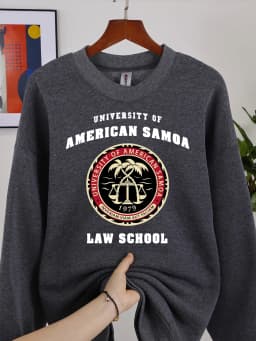 American Samoa Law School Print Men Sweatshirt Casual Soft O-Neck Top All-Match Clothing Unisex Autumn Loose Fleece Pullovers
