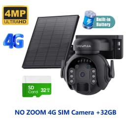 SHIWOJIA 12X Zoom 4G LTE Solar Security Camera 8MP Night Vision Dual-Lens Outdoor WiFi Solar Battery Camera PIR Human Detection