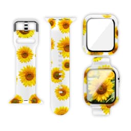 Glass+Cover+Strap for Apple Watch Case 44mm 40mm 41mm 45mm 42mm 38mm sport Silicone bracelet iwatch series 9 8 7 6 5 4 3 SE Band