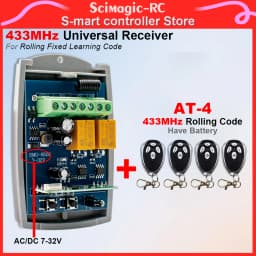 433MHz Universal Garage Door Receiver and ALUTECH AT-4 Rolling Code Remote Control Matching 2CH AC DC 7-32V 220V Rf Relay Switch